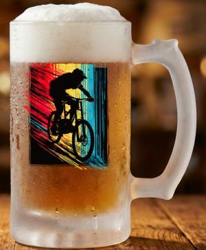 Půllitr skleněný 500 ml. s motivem Retro MTB, matné sklo