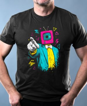Nejoblíbenější pánské Triko Basic s motivem Retro TV man, černá