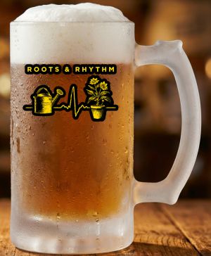 Půllitr skleněný 500 ml. s motivem Roots a Rhythm, matné sklo