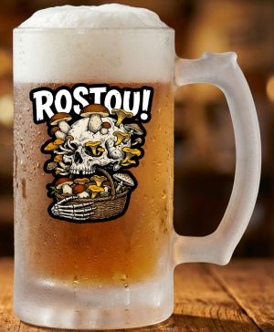 Půllitr skleněný 500 ml. s motivem Rostou!, matné sklo
