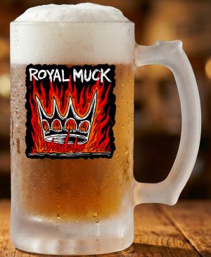 Půllitr skleněný 500 ml. s motivem Royal Muck, matné sklo