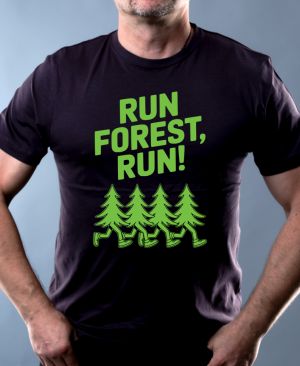 Nejoblíbenější pánské Triko Basic s motivem Run forest, run!, námořní modrá (pozor - téměř černá)