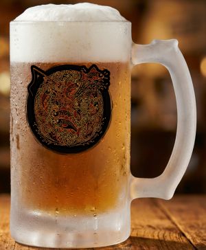 Půllitr skleněný 500 ml. s motivem Rybářská mandala, matné sklo