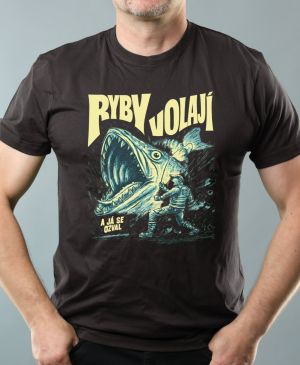 Nejoblíbenější pánské Triko Basic s motivem Ryby volají, ebony gray