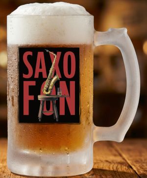 Půllitr skleněný 500 ml. s motivem Saxofon, matné sklo