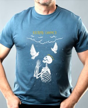 Nejoblíbenější pánské Triko Basic s motivem Second chance, denim