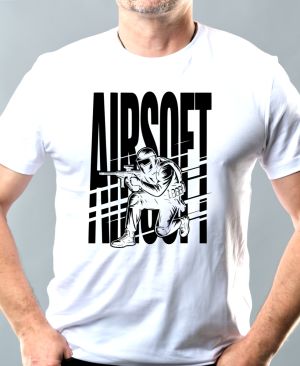 Nejoblíbenější pánské Triko Basic s motivem Shadow airsoft, černý potisk, bílá