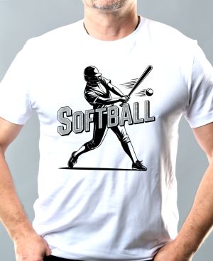 Nejoblíbenější pánské Triko Basic s motivem Shadow softball, černý potisk, bílá