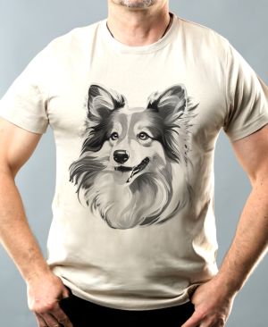 Sheltie, černý tisk