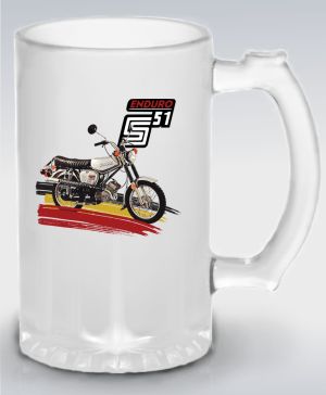 Půllitr skleněný 500 ml. s motivem Simson S51