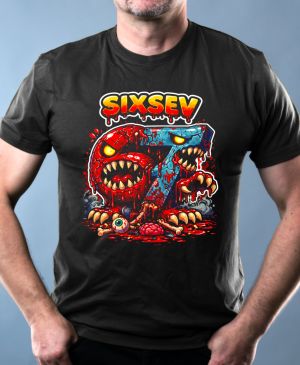 Nejoblíbenější pánské Triko Basic s motivem Sixsev horror 67, černá