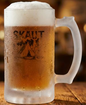 Půllitr skleněný 500 ml. s motivem Skaut, matné sklo