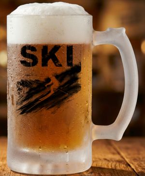 Půllitr skleněný 500 ml. s motivem Ski, v2, matné sklo