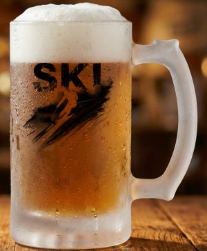Půllitr skleněný 500 ml. s motivem Ski, v3, matné sklo