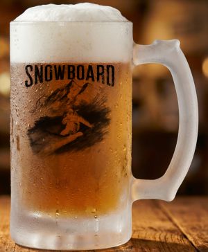 Půllitr skleněný 500 ml. s motivem Snowboard, matné sklo