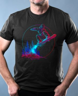 Nejoblíbenější pánské Triko Basic s motivem Snowboardista-neon. V2, černá