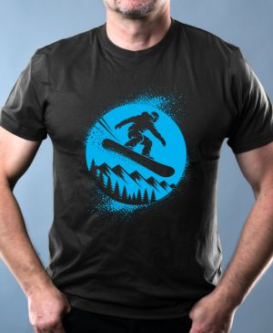 Nejoblíbenější pánské Triko Basic s motivem Snowboardista,  V1, černá