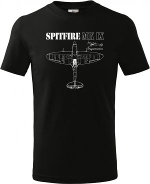 Dětské triko Basic s motivem Spitfire MK IX, černá