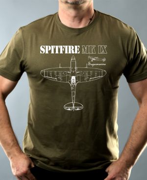 Nejoblíbenější pánské Triko Basic s motivem Spitfire MK IX, military