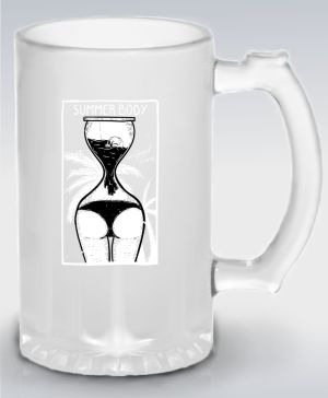 Půllitr skleněný 500 ml. s motivem Summer body
