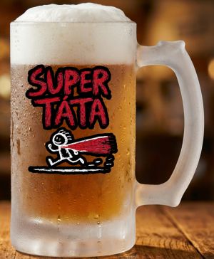 Půllitr skleněný 500 ml. s motivem Super táta, matné sklo