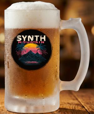 Půllitr skleněný 500 ml. s motivem Synth mountain, matné sklo