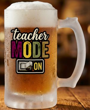 Půllitr skleněný 500 ml. s motivem Teacher Mode ON, matné sklo