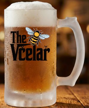 Půllitr skleněný 500 ml. s motivem The včelař, matné sklo