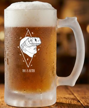 Půllitr skleněný 500 ml. s motivem This is better, matné sklo