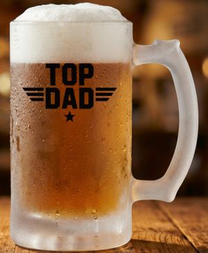 Půllitr skleněný 500 ml. s motivem Top dad, matné sklo
