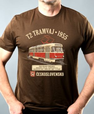 Nejoblíbenější pánské Triko Basic s motivem Tramvaj T2, army