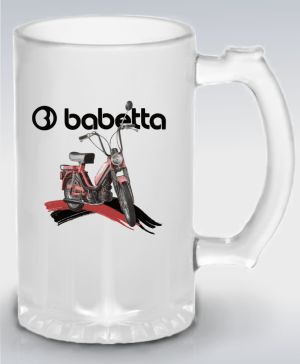 Půllitr skleněný 500 ml. s motivem Babetta, logo