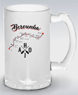Půllitr skleněný 500 ml. s motivem Berounka, mapa