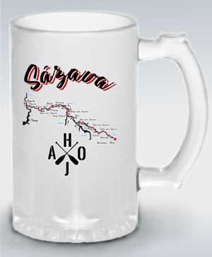 Půllitr skleněný 500 ml. s motivem Sázava, mapa