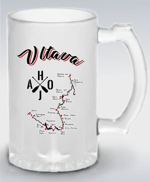 Půllitr skleněný 500 ml. s motivem Vltava, mapa