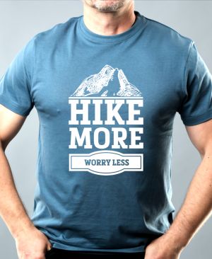 Nejoblíbenější pánské Triko Basic s motivem HIKE MORE, denim