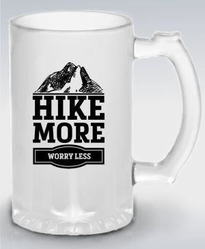 Půllitr skleněný 500 ml. s motivem HIKE MORE