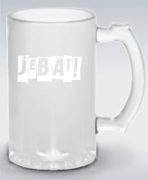 Půllitr skleněný 500 ml. s motivem Jebat – bílý potisk