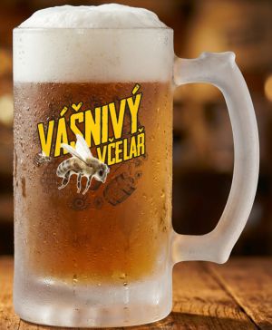 Půllitr skleněný 500 ml. s motivem Vášnivý včelař, matné sklo