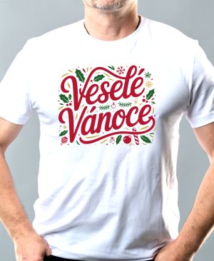 Nejoblíbenější pánské Triko Basic s motivem Veselé Vánoce, bílá