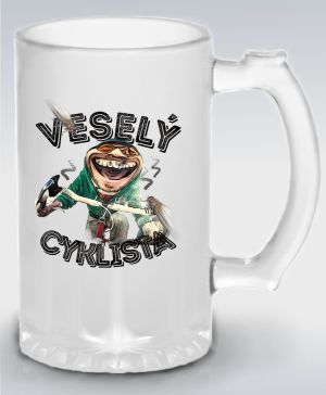 Půllitr skleněný 500 ml. s motivem Veselý cyklista