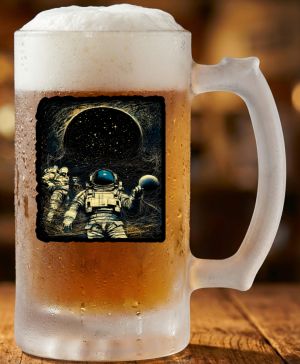 Půllitr skleněný 500 ml. s motivem Vesmírný objevitel, matné sklo