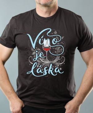 Nejoblíbenější pánské Triko Basic s motivem Víno je láska, V2, ebony gray
