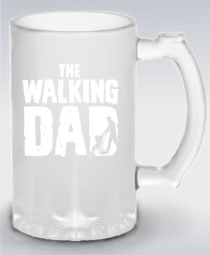 Půllitr skleněný 500 ml. s motivem Walking DAD, bílý potisk, v1