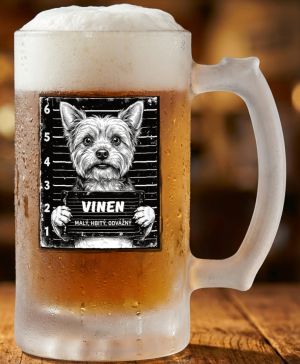 Půllitr skleněný 500 ml. s motivem Yorkširský teriér, matné sklo