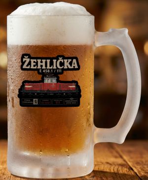 Půllitr skleněný 500 ml. s motivem Žehlička E 458.1/111, matné sklo