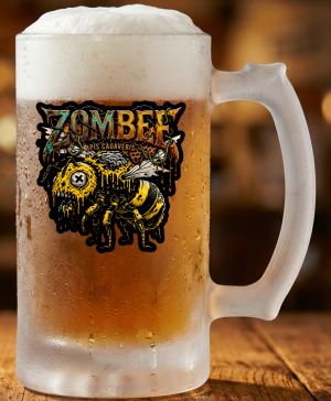 Půllitr skleněný 500 ml. s motivem Zombee, matné sklo